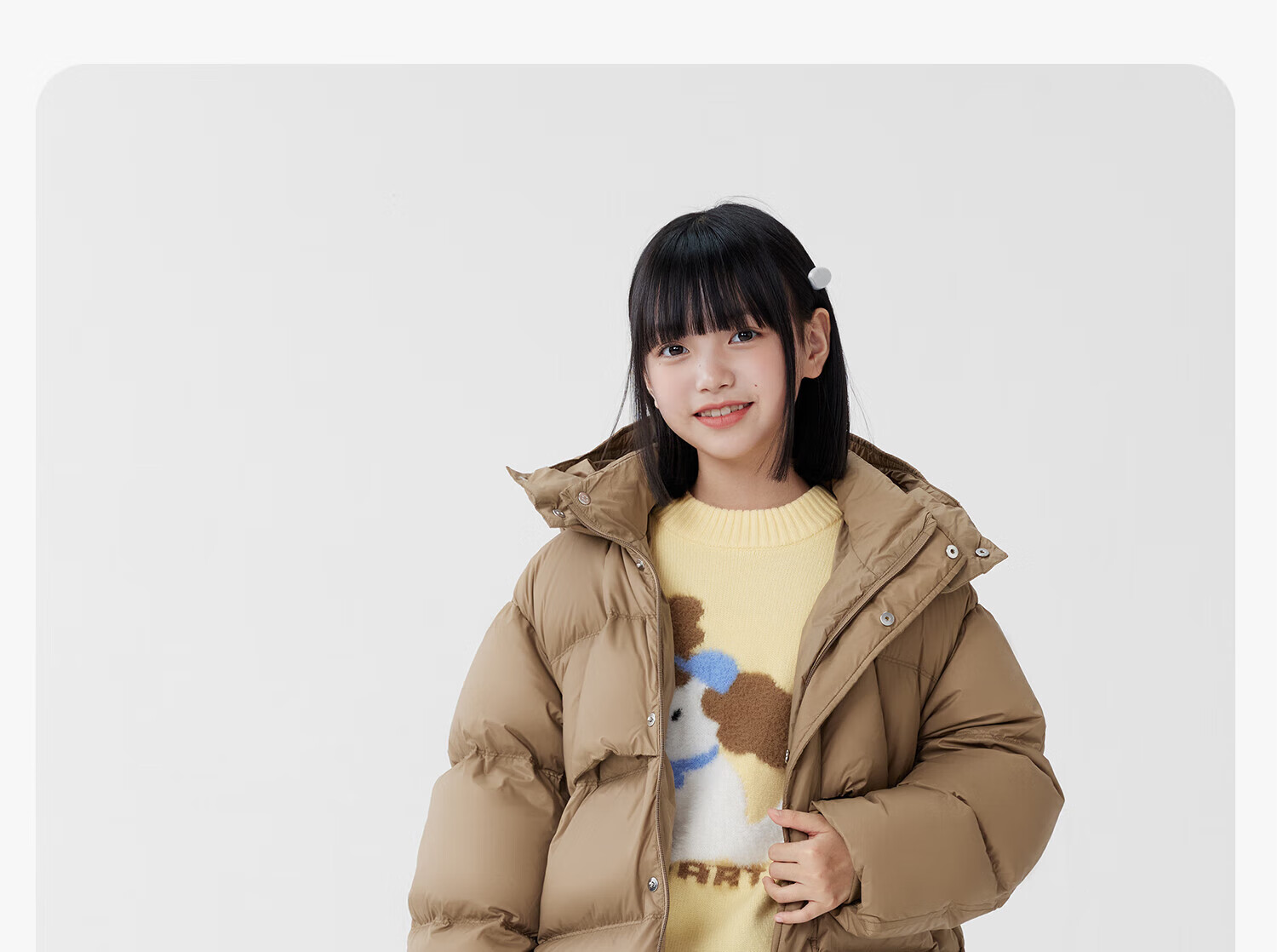 Zuo Xi Girls' Sweater Autumn Winter 2025 New Plush Inner Wear Cute Pet Children's Knitwear Trendy Light Yellow 160 14